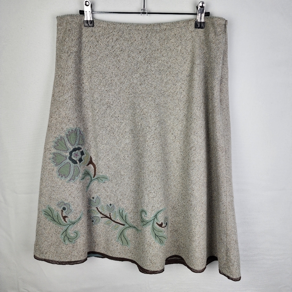 J. Jill Silk & Wool Floral Embroidered Skirt Side Zip Lined Size‎ 10 Cottagecore